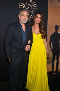 George Clooney and Amal Clooney at the Los Angeles premiere of "The Boys in the Boat" held at the Samuel Goldwyn Theater on December 11, 2023 in Beverly Hills, California. (Photo by Michael Buckner/Variety via Getty Images)